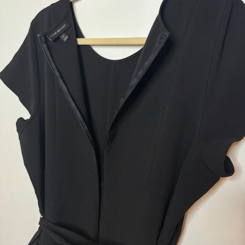 Lane Bryant Wide-Leg Jumpsuit Black Belted